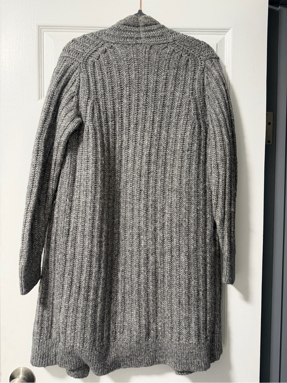 Banana Republic Marled Ribbed Merino Wool Alpaca Long Cardigan Gray M - Picture 9 of 9